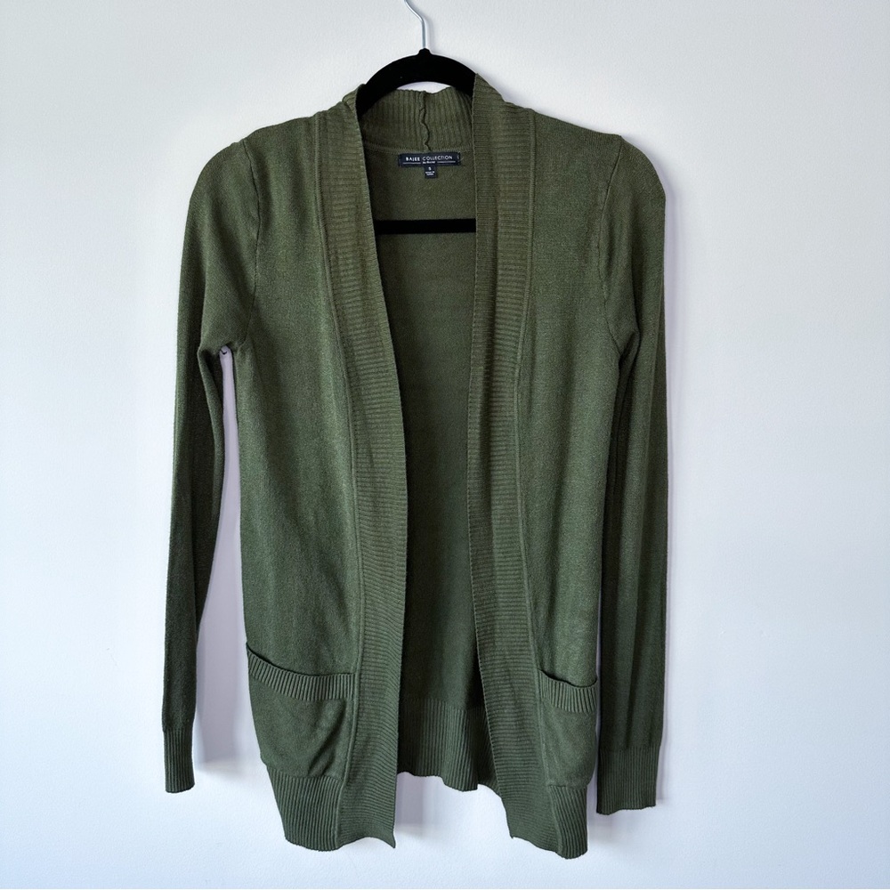Bajee Collection Olive Green Open Front Cardigan Sweater S